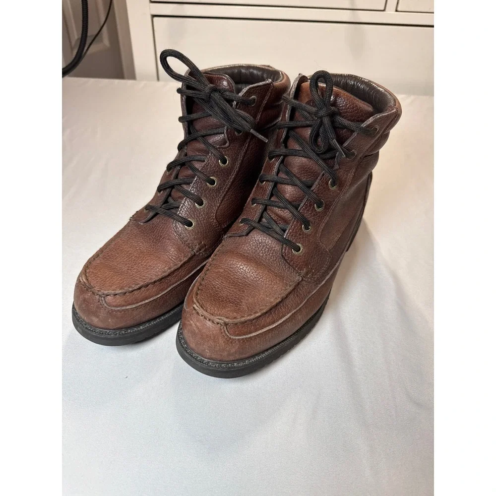 Cabelas Gore-Tex Brown Leather Moc Toe Work Boots Mens 10D Vibram 80040775